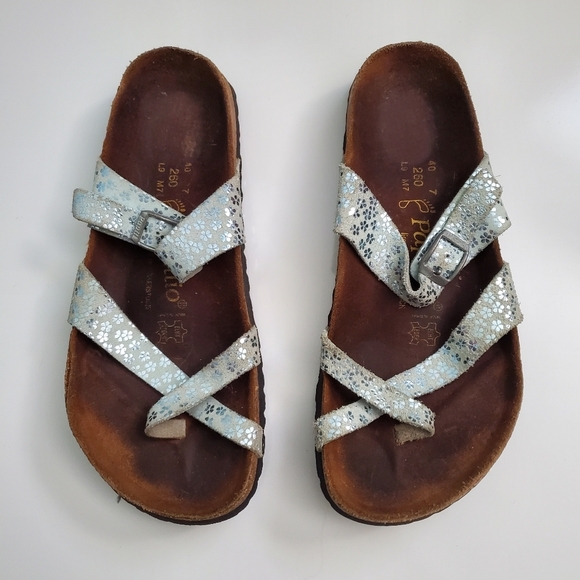 Birkenstock Shoes - Birkenstock Papillio Mayari Blue Metallic Floral Sandals